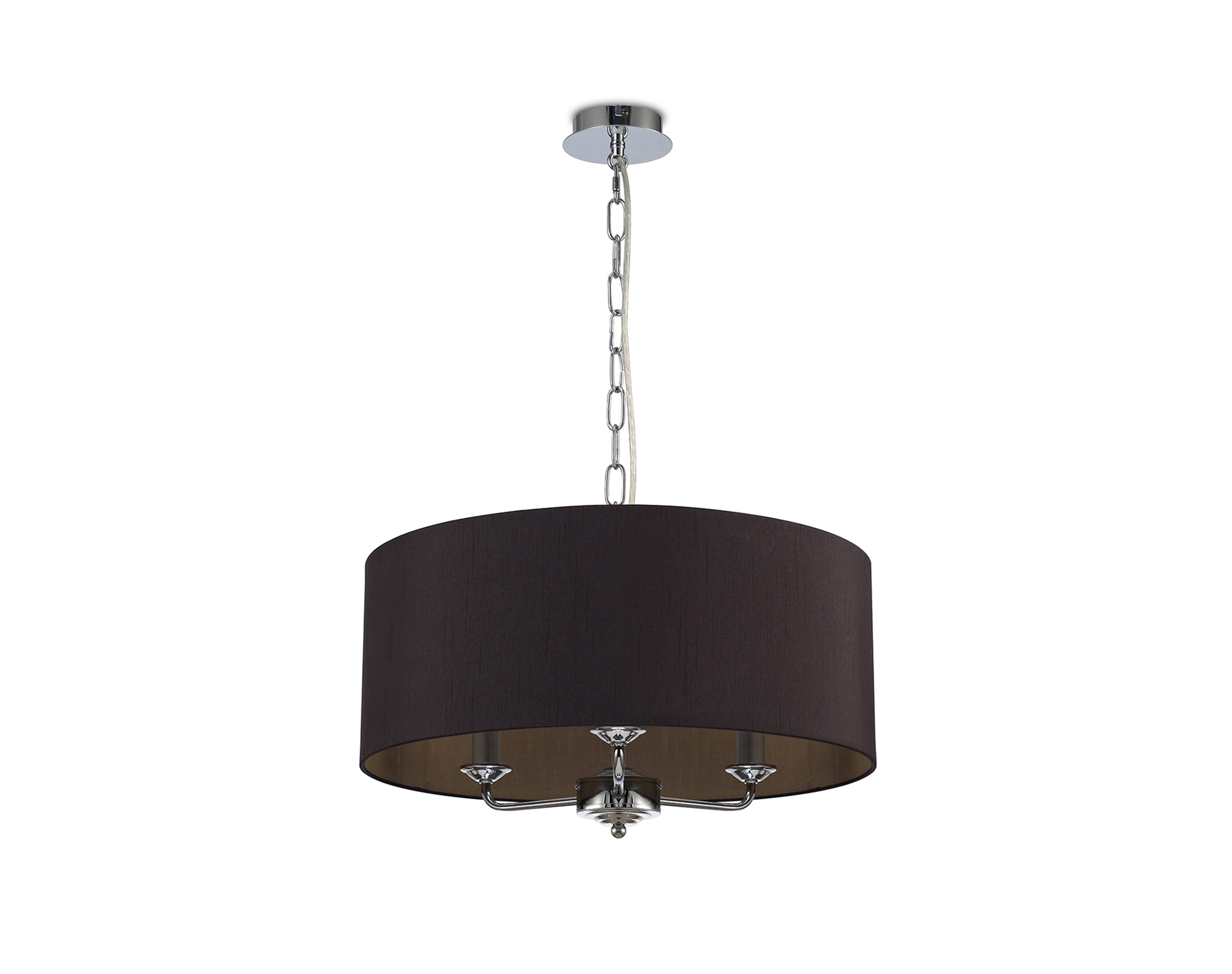 Banyan 50cm 3 Light Pendant Polished Chrome, Midnight Black/Green Olive DK0021  Deco Banyan